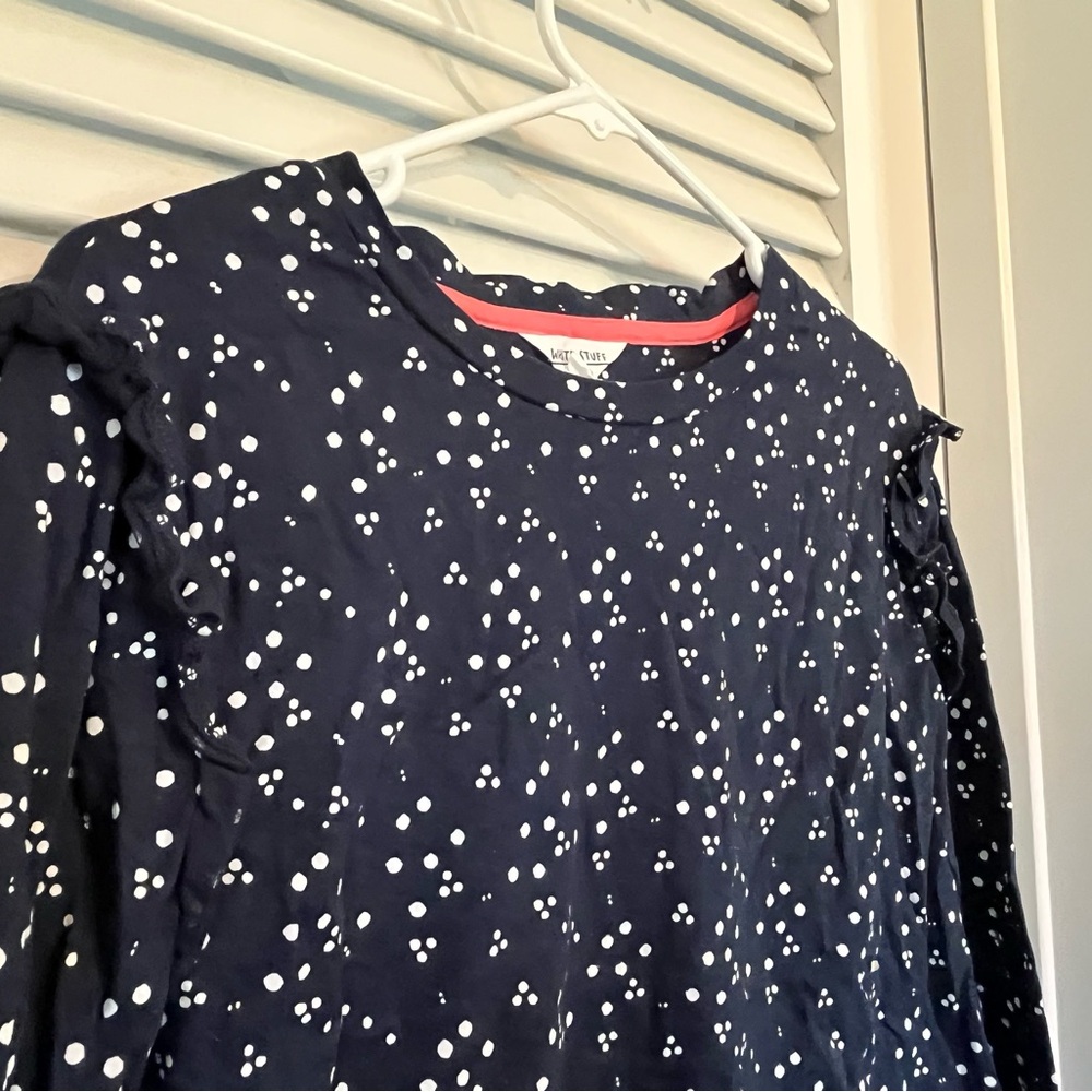 Navy Polka Dot Long Sleeve Top